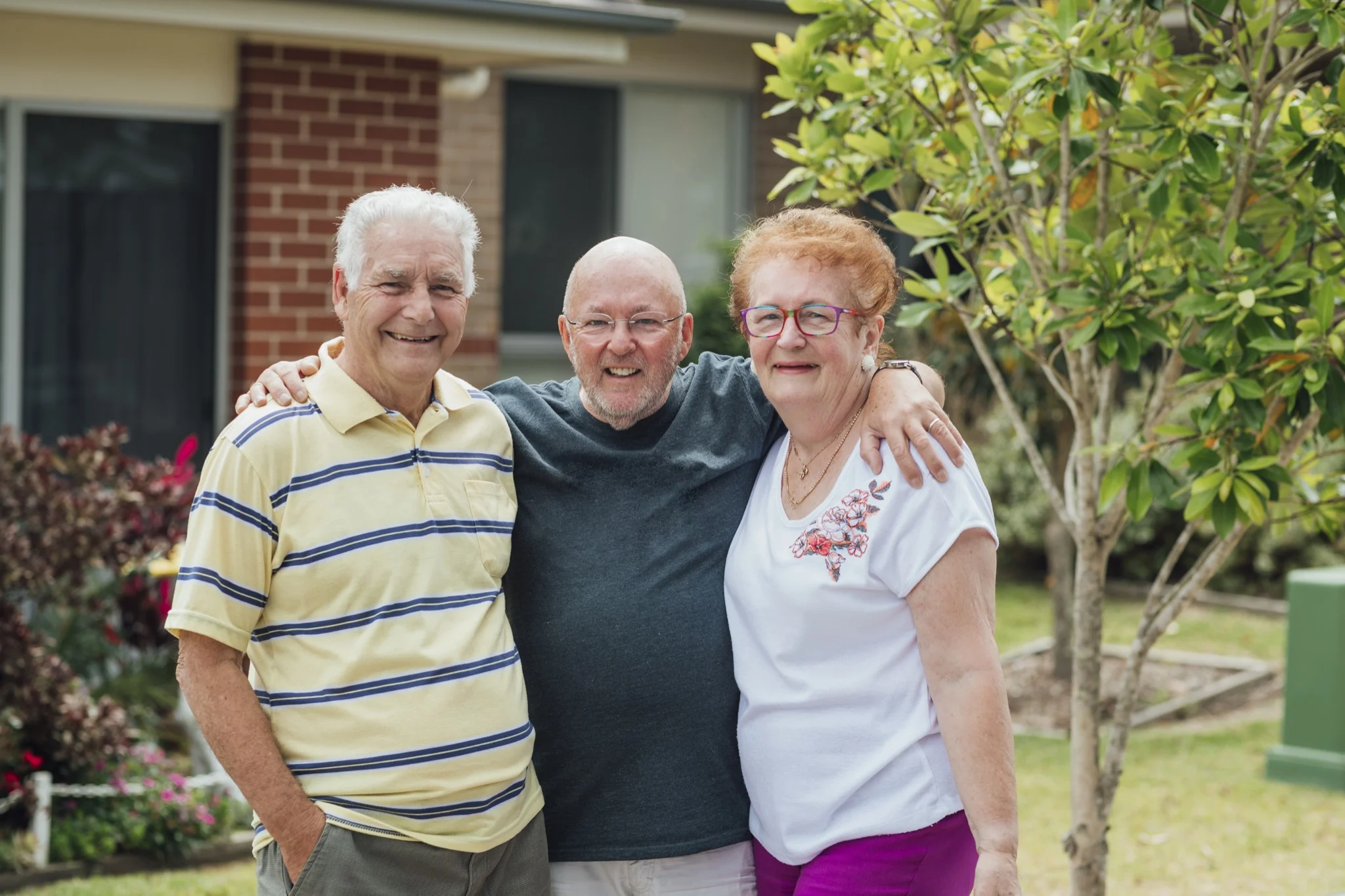 Elderly Australian couple enjoying independent retirement living with the confidence of nearby care support